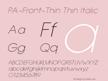 PA-Front-Thin Thin Italic Version 1.0图片样张