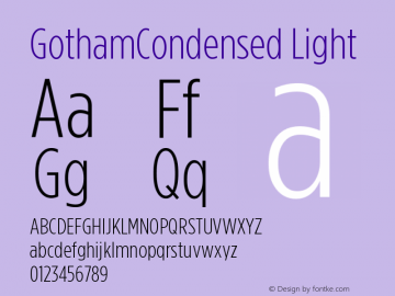 GothamCondensed Light Version 001.000图片样张