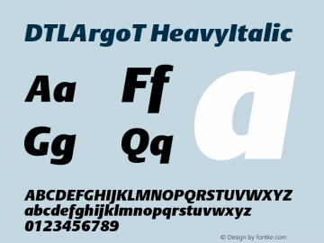 DTLArgoT HeavyItalic Version 001.000 Font Sample