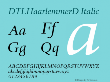 DTLHaarlemmerD Italic Version 001.000图片样张