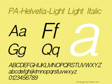 PA-Helvetia-Light Light Italic Version 1.0图片样张