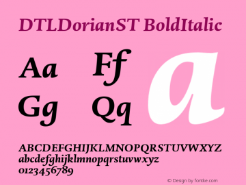 DTLDorianST BoldItalic Version 001.000 Font Sample
