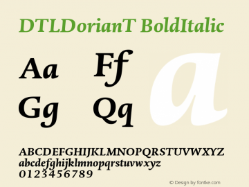 DTLDorianT BoldItalic Version 001.000 Font Sample
