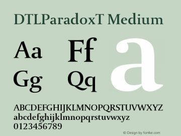 DTLParadoxT Medium Version 001.000 Font Sample