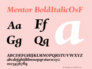 Mentor BoldItalicOsF Version 001.000图片样张