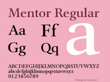 Mentor Regular Version 001.000 Font Sample