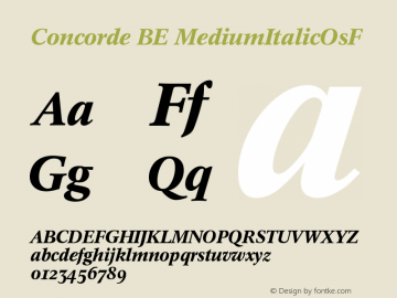 Concorde BE MediumItalicOsF Version 001.000图片样张