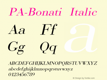 PA-Bonati Italic Version 1.0 Font Sample