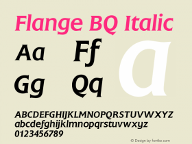 Flange BQ Italic Version 001.000 Font Sample