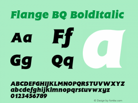 Flange BQ BoldItalic Version 001.000 Font Sample