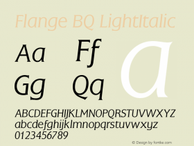 Flange BQ LightItalic Version 001.000 Font Sample