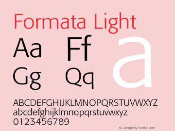 Formata Light Version 001.001 Font Sample