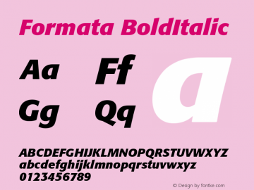 Formata BoldItalic Version 001.001 Font Sample