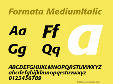 Formata MediumItalic Version 001.001 Font Sample