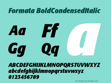 Formata BoldCondensedItalic Version 001.000 Font Sample