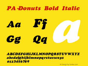 PA-Donuts Bold Italic Version 1.0 Font Sample