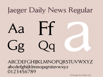 Jaeger Daily News Regular Version 001.000 Font Sample