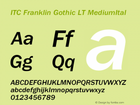 ITC Franklin Gothic LT MediumItal Version 006.000 Font Sample