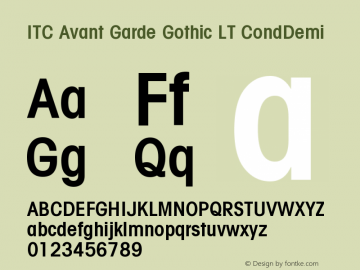 ITC Avant Garde Gothic LT CondDemi Version 006.000图片样张