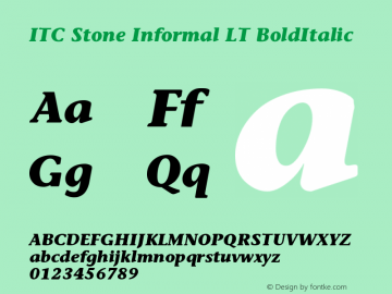 ITC Stone Informal LT BoldItalic Version 006.000 Font Sample