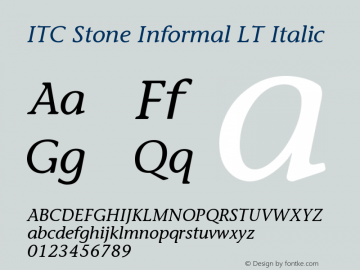 ITC Stone Informal LT Italic Version 006.000 Font Sample