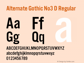 Alternate Gothic No3 D Regular Version 001.005 Font Sample