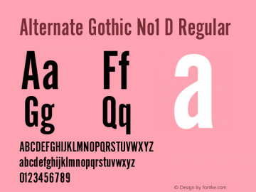 Alternate Gothic No1 D Regular Version 001.005图片样张