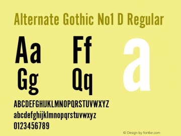 Alternate Gothic No1 D Regular Version 001.005图片样张