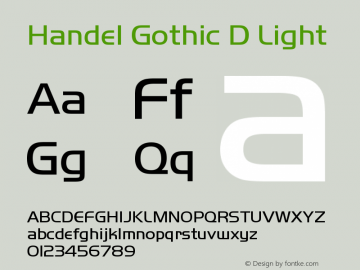 Handel Gothic D Light Version 001.005图片样张