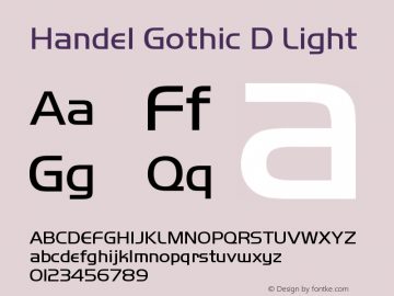 Handel Gothic D Light Version 001.005图片样张