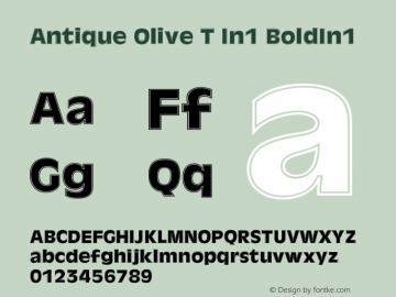 Antique Olive T In1 BoldIn1 Version 001.005 Font Sample