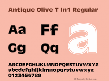 Antique Olive T In1 Regular Version 001.005 Font Sample