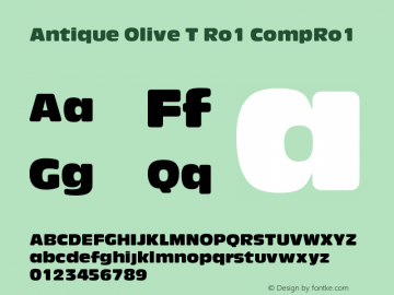 Antique Olive T Ro1 CompRo1 Version 001.005 Font Sample