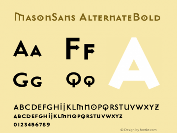 MasonSans AlternateBold Version 001.000 Font Sample