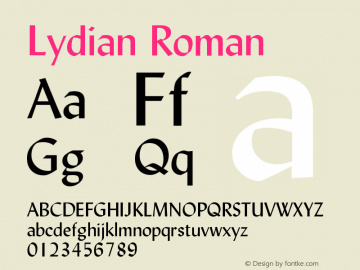 Lydian Roman Version 003.001 Font Sample