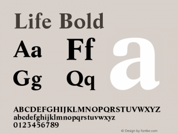 Life Bold Version 003.001 Font Sample