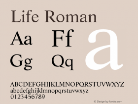 Life Roman Version 003.001 Font Sample