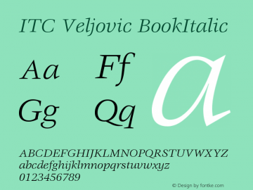 ITC Veljovic BookItalic Version 001.000 Font Sample