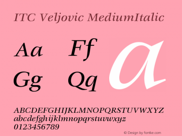 ITC Veljovic MediumItalic Version 001.000图片样张