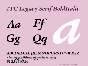 ITC Legacy Serif BoldItalic Version 001.000 Font Sample