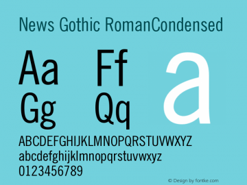 News Gothic RomanCondensed Version 003.001 Font Sample