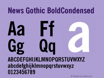 News Gothic BoldCondensed Version 003.001 Font Sample