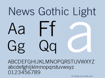 News Gothic Light Version 003.001 Font Sample