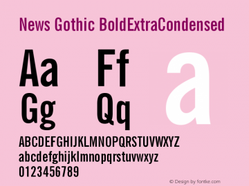 News Gothic BoldExtraCondensed Version 003.001 Font Sample