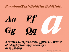 FarnhamText-BoldItal BoldItalic Version 001.000 Font Sample