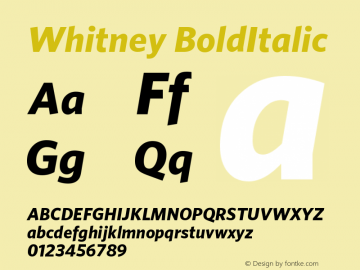 Whitney BoldItalic Version 001.000 Font Sample