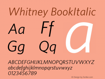 Whitney BookItalic Version 001.000 Font Sample