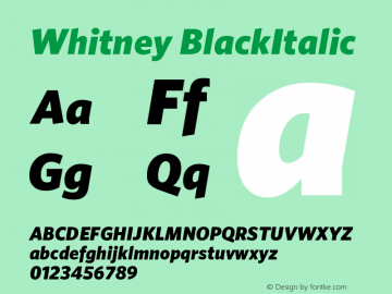 Whitney BlackItalic Version 001.000 Font Sample