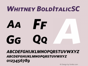 Whitney BoldItalicSC Version 001.000 Font Sample