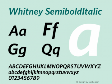 Whitney SemiboldItalic Version 001.000 Font Sample